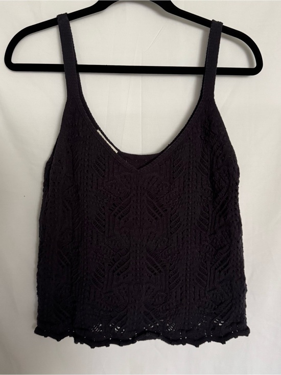 Vince Tops - Vince Navy Blue Lace Stitch Crochet Knit Tank Camisole Size L